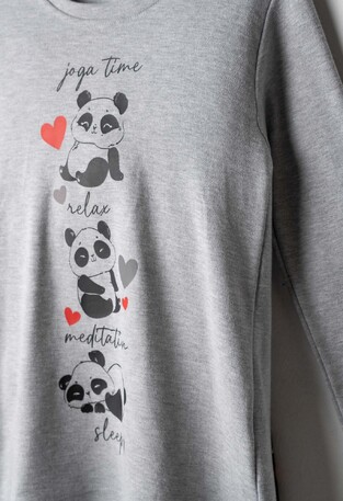 HOMMIES pajamas with matching sleep mask in gray-black.