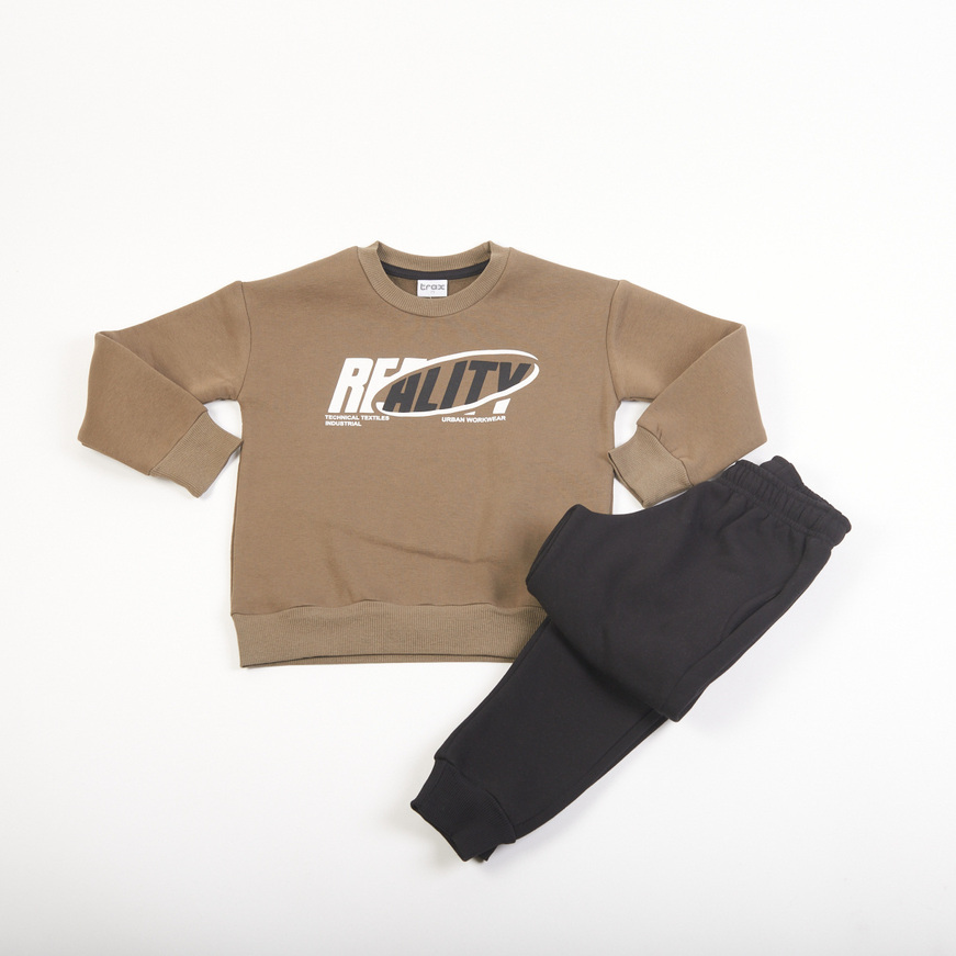 Σετ φόρμας TRAX με λαιμόκοψη σε χακί-μαύρο χρώμα.