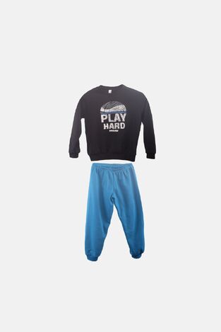 DREAMS pajamas in black with the "PLAY HARD" logo.