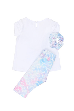 Σετ μπλούζα με κολάν SPRINT σε χρώμα λευκό και ασορτί λάστιχο μαλλιών.