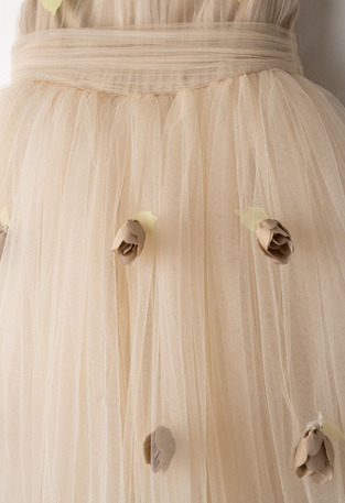 Τούλινο φόρεμα ΕΒΙΤΑ σε χρώμα μπεζ, με ασορτί στέκα.