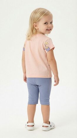 TRAX capri leggings set in light pink and lilac.