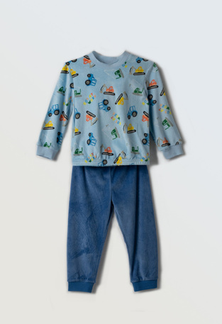 Πιτζάμα βελουτέ HOMMIES σε σιέλ-μπλε χρώμα.