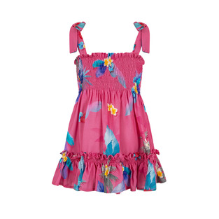 LAPIN HOUSE dress in bright pink color with all over exotic flower print.