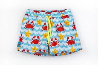 TORTUE bermuda swimsuit with crab print.
