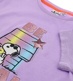 SNOOPY cotton blouse in lilac color, with embossed print on the front.