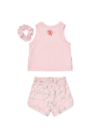Σετ σορτς SPRINT σε χρώμα ροζ ανοιχτό με ασορτί λάστιχο για τα μαλλιά.