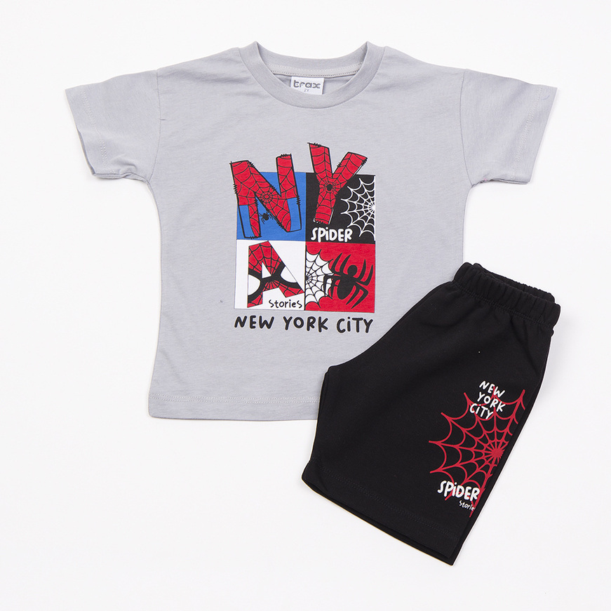 Βαμβακερό σετ TRAX σε γκρι με μαύρο χρώμα.