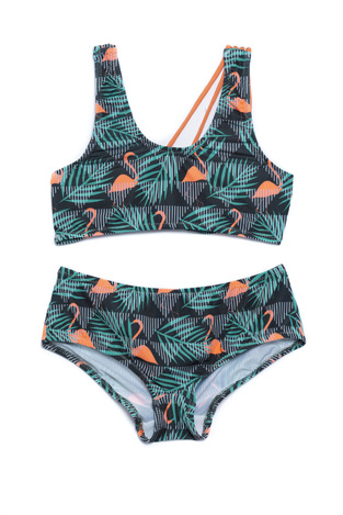 TORTUE bikini swimsuit in green color with ostrich print.