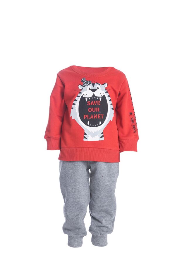 JOYCE tracksuit set in red color with tiger print.