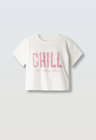 Κοντή μπλούζα ΕΒΙΤΑ σε χρώμα λευκό.