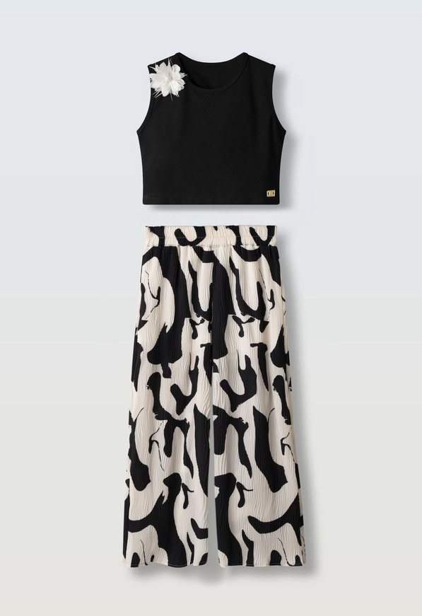 Σετ παντελόνα ΕΒITA σε χρώμα μαύρο με εκρού.