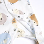 CHICCO cotton romper in off-white and siel colors with all over print.