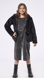 EBITA fur coat in black color with hood.