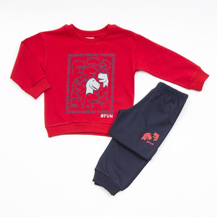 TRAX seasonal tracksuit set in red with dinosaur print.