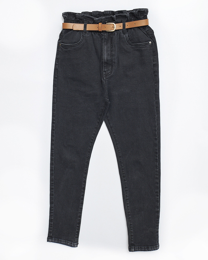 EBITA jeans pants in black color with belt.