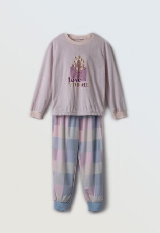HOMMIES velvet pajamas in lilac-blue color.