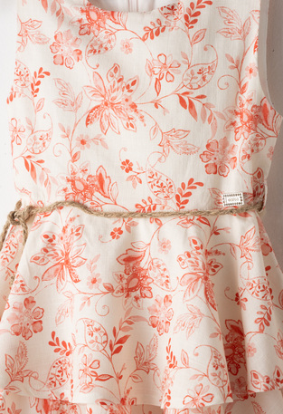 EVITA dress with floral print and matching bag.