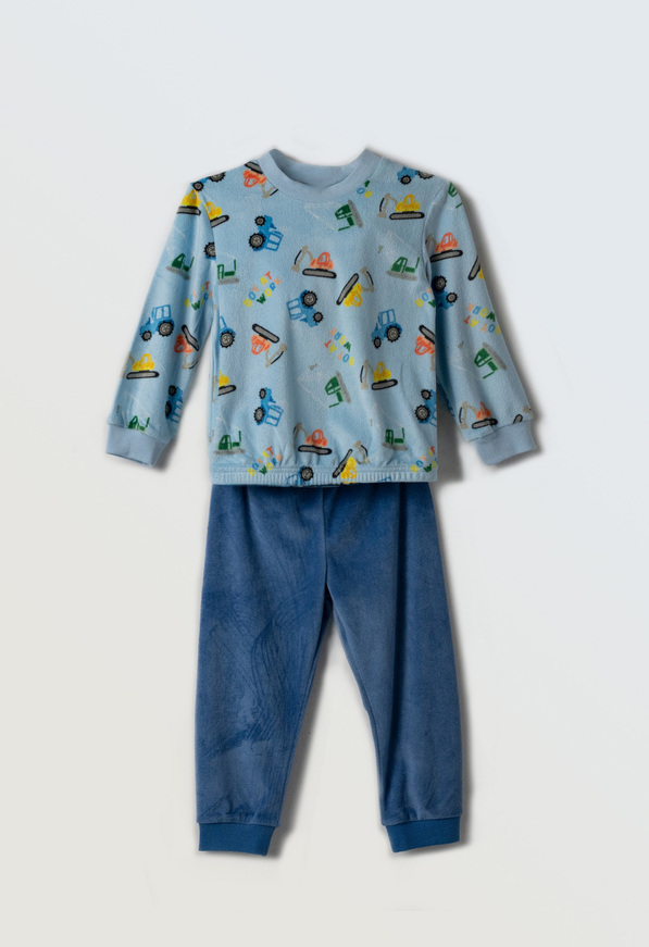 Πιτζάμα βελουτέ HOMMIES σε σιέλ-μπλε χρώμα.