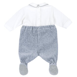CHICCO velor jumpsuit in melange gray and white.