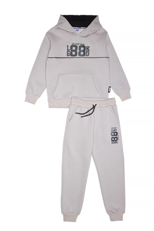 SPRINT suit set with built-in hood in light gray color.