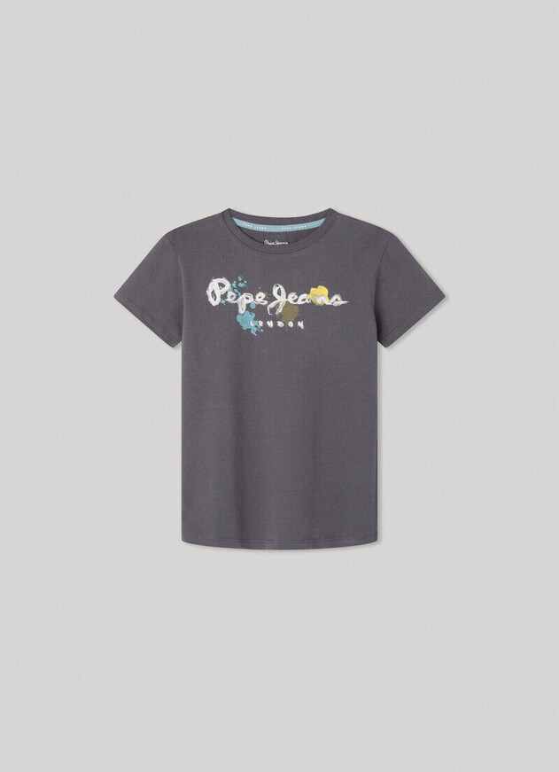 Μπλούζα PEPE JEANS σε χρώμα γκρι με πολύχρωμο τύπωμα.