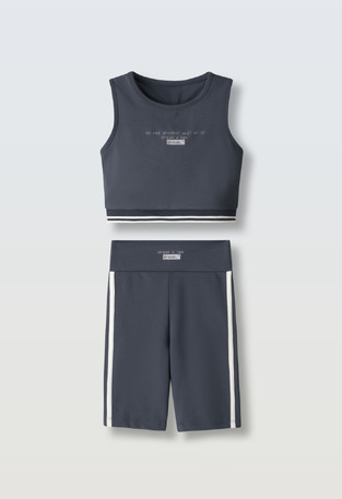 EVITA cycling tights set in petrol blue.