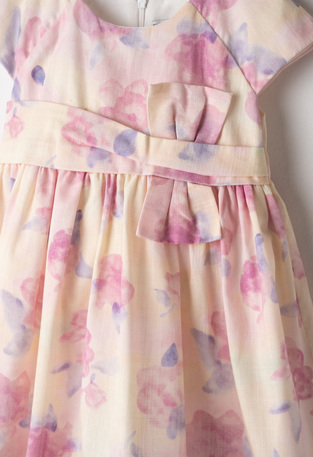 EVITA dress in pink with floral print.