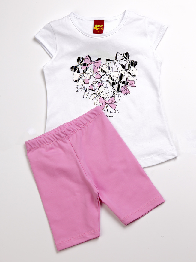 TRAX cotton set, printed blouse and pink leggings.