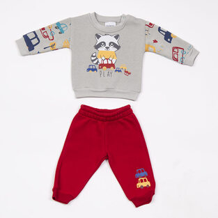 Gray-red TRAX suit set.