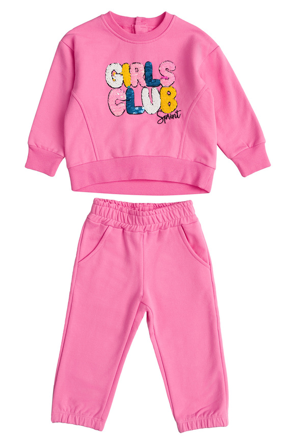SPRINT tracksuit set in pink with embossed sequin logo.