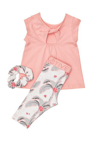 SPRINT leggings set in pink with white and matching hair elastic.