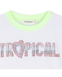 Κοντομάνικη μπλούζα BILLIEBLUSH σε λευκό χρώμα και τύπωμα με στρας.