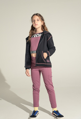 Set of leggings 3 pcs. EVITA in dark pink color with cardigan.