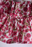 EBITA fabric shorts set in fuchsia color with floral print.
