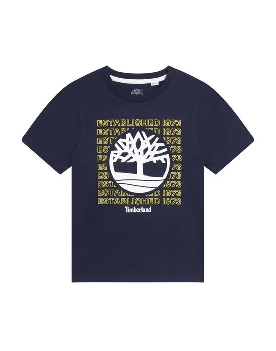 Timberland shirt in blue with embossed print.