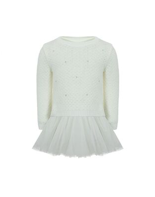 LAPIN HOUSE knitted dress in off-white color with tulle.