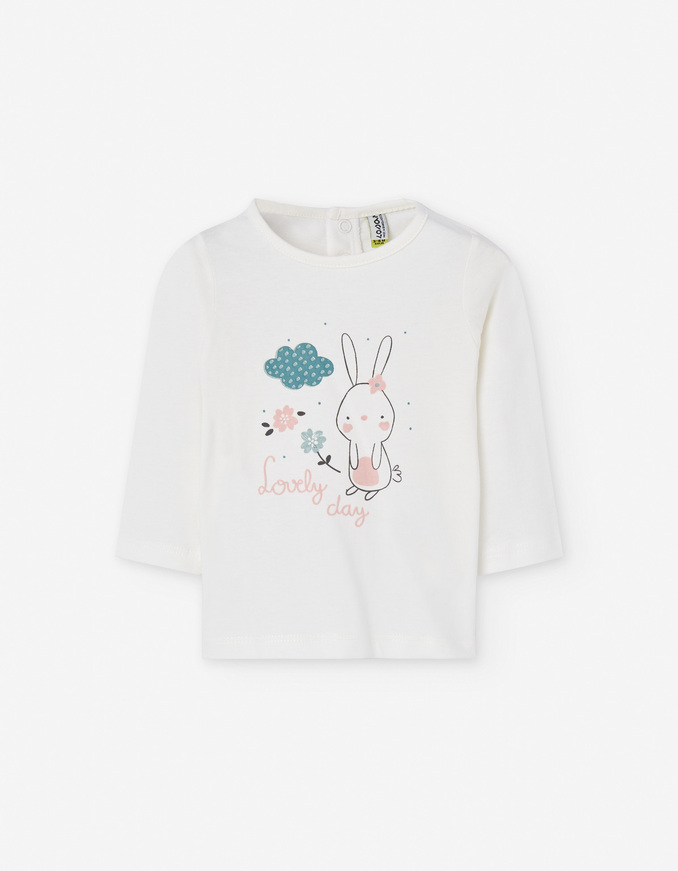 Βαμβακερή μπλούζα LOSAN σε εκρού χρώμα με ανάγλυφο τύπωμα.