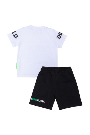 SPRINT shorts set in white with "WILD DINO" logo embossed.