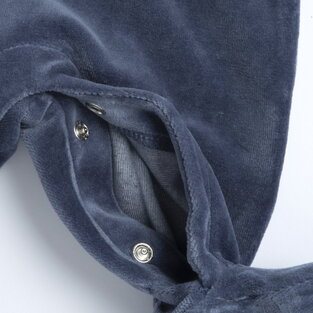 CHICCO velor jumpsuit with dungarees pattern in blue and white.