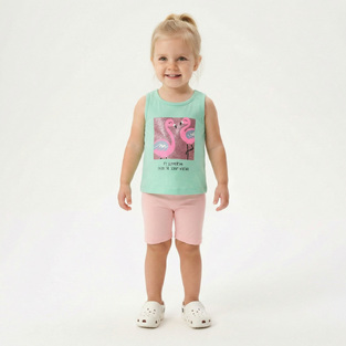 TRAX leggings set in turquoise and light pink.