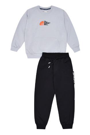 SPRINT seasonal tracksuit set in ice gray with black.