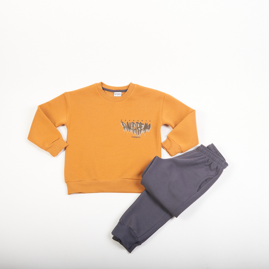 Σετ φόρμας TRAX σε μουσταρδί με γκρι χρώμα.