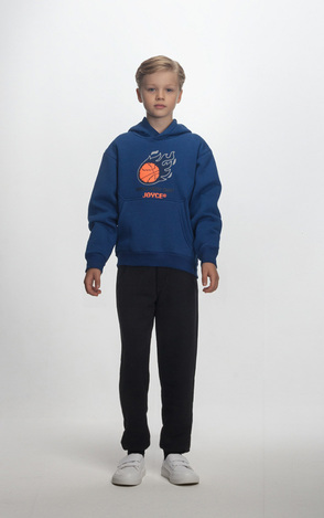 JOYCE jumpsuit with hood in blue-black color.