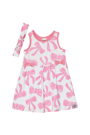 Φόρεμα SPRINT σε χρώμα λευκό με ασορτί κορδέλα μαλλιών.