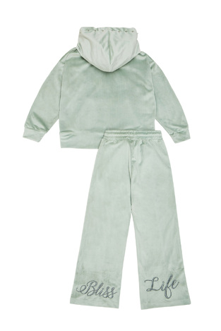 SPRINT velvet jumpsuit set in mint color.