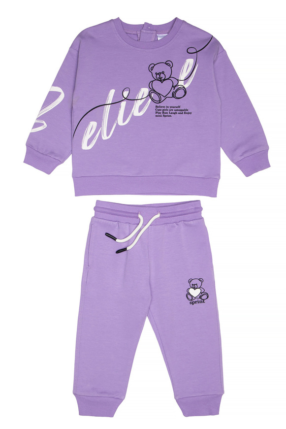 Σετ φόρμας SPRINT σε λιλά χρώμα με στρογγυλή λαιμόκοψη.