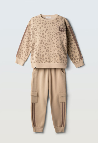 Σετ φόρμας ΕΒΙΤΑ σε χρώμα μπεζ με animal print.