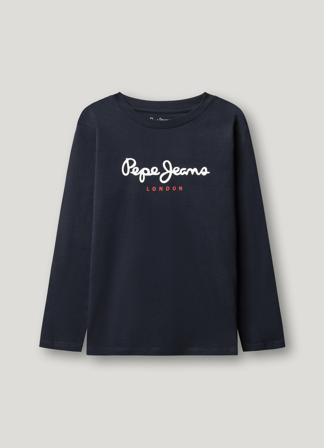 Βαμβακερή μπλούζα PEPE JEANS σε μπλε σκούρο χρώμα.
