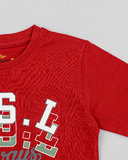 LOSAN T-shirt in red with "U.S.L." logo.